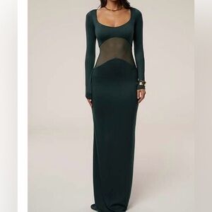 Elegant Green Long Sleeve Dress